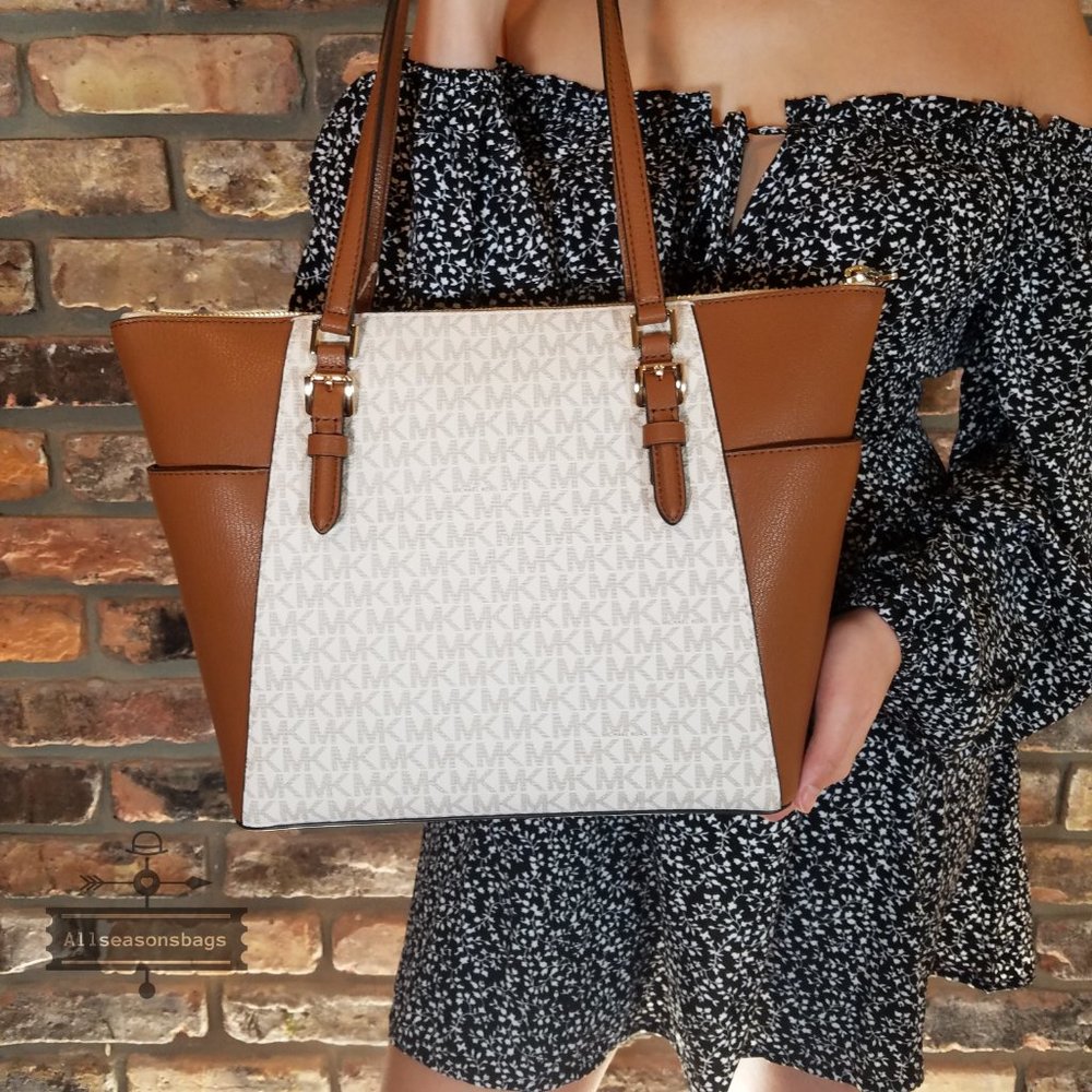 Michael Kors Large Charlotte Tote Vanilla Satchel - Picture 4 of 8